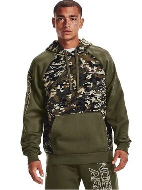 Under Armour Men’s Olive Green Camo Raglan Pullover Hoodie